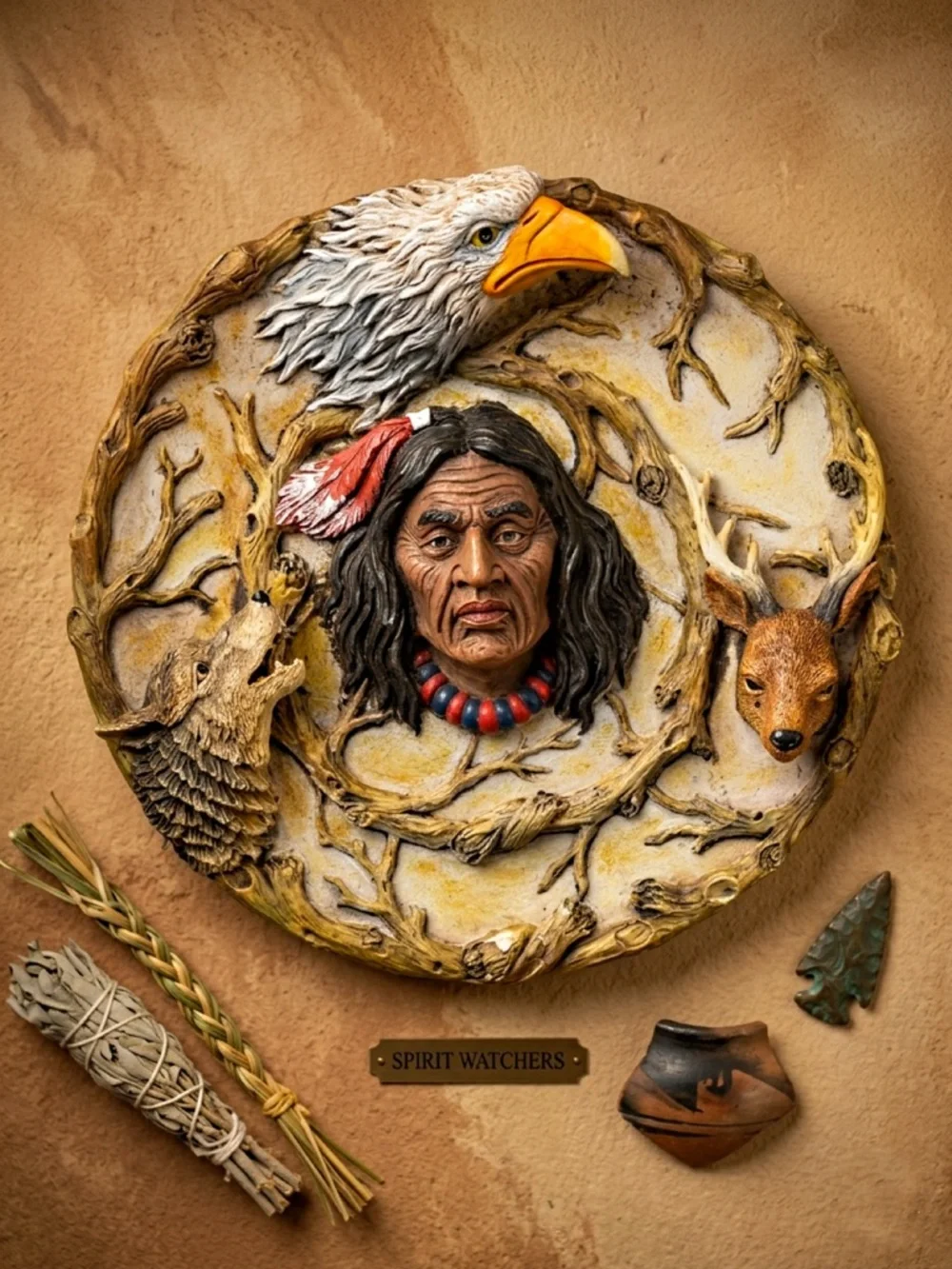 Native American 3-D Wall Art 9” Earth Tones South Western Decor